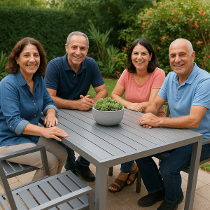 שולחנות אלומיניום לגינה